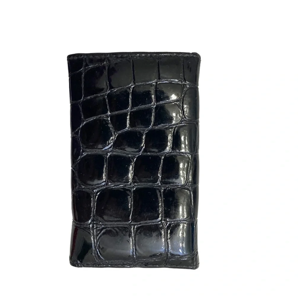 Prada black crocodile embossed key holder rare